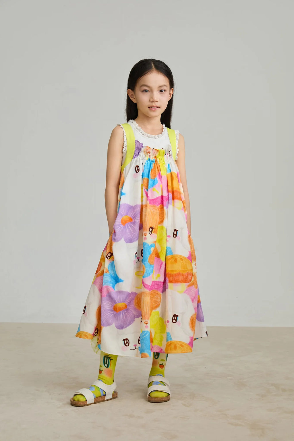 Poco Blush Animal Tea‑Party Smocked Maxi Dress