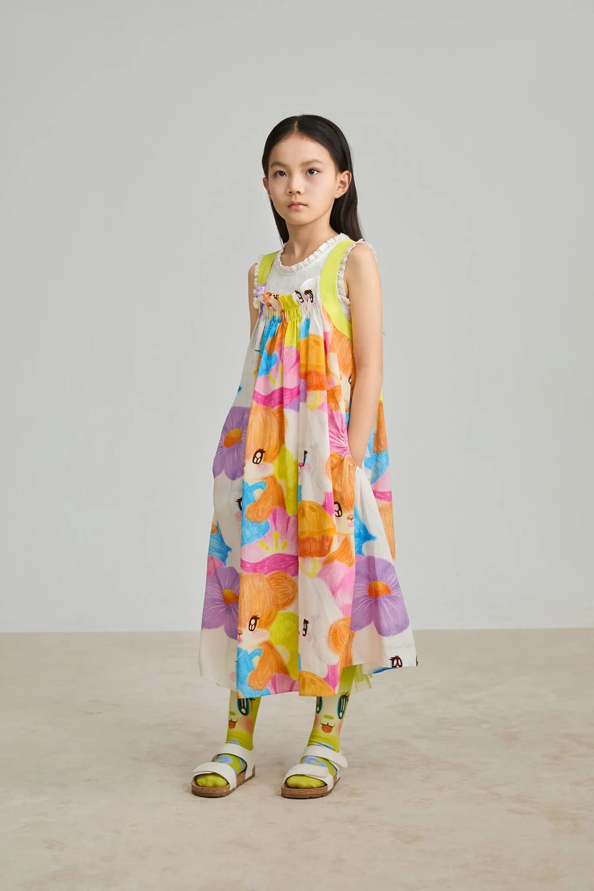 Poco Blush Animal Tea‑Party Smocked Maxi Dress