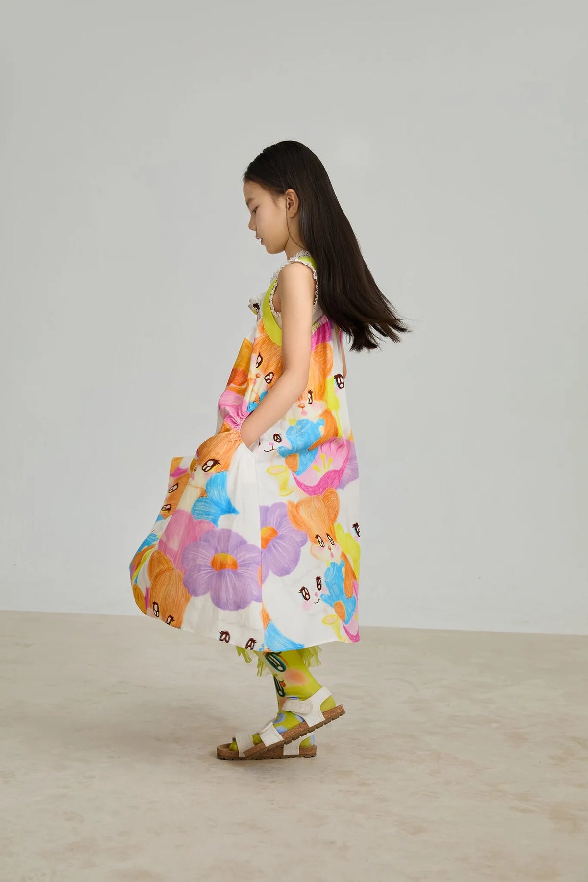 Poco Blush Animal Tea‑Party Smocked Maxi Dress