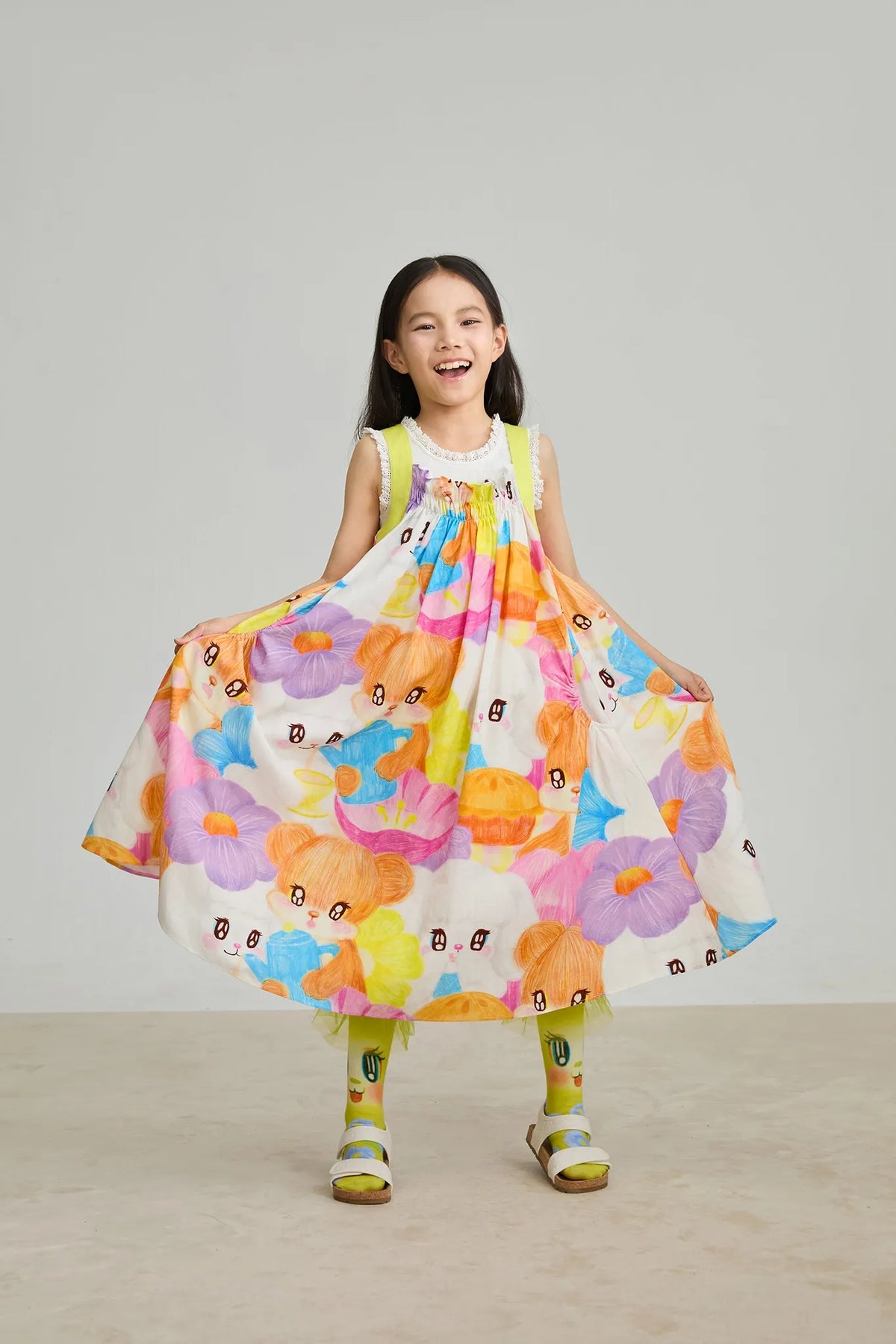 Poco Blush Animal Tea‑Party Smocked Maxi Dress