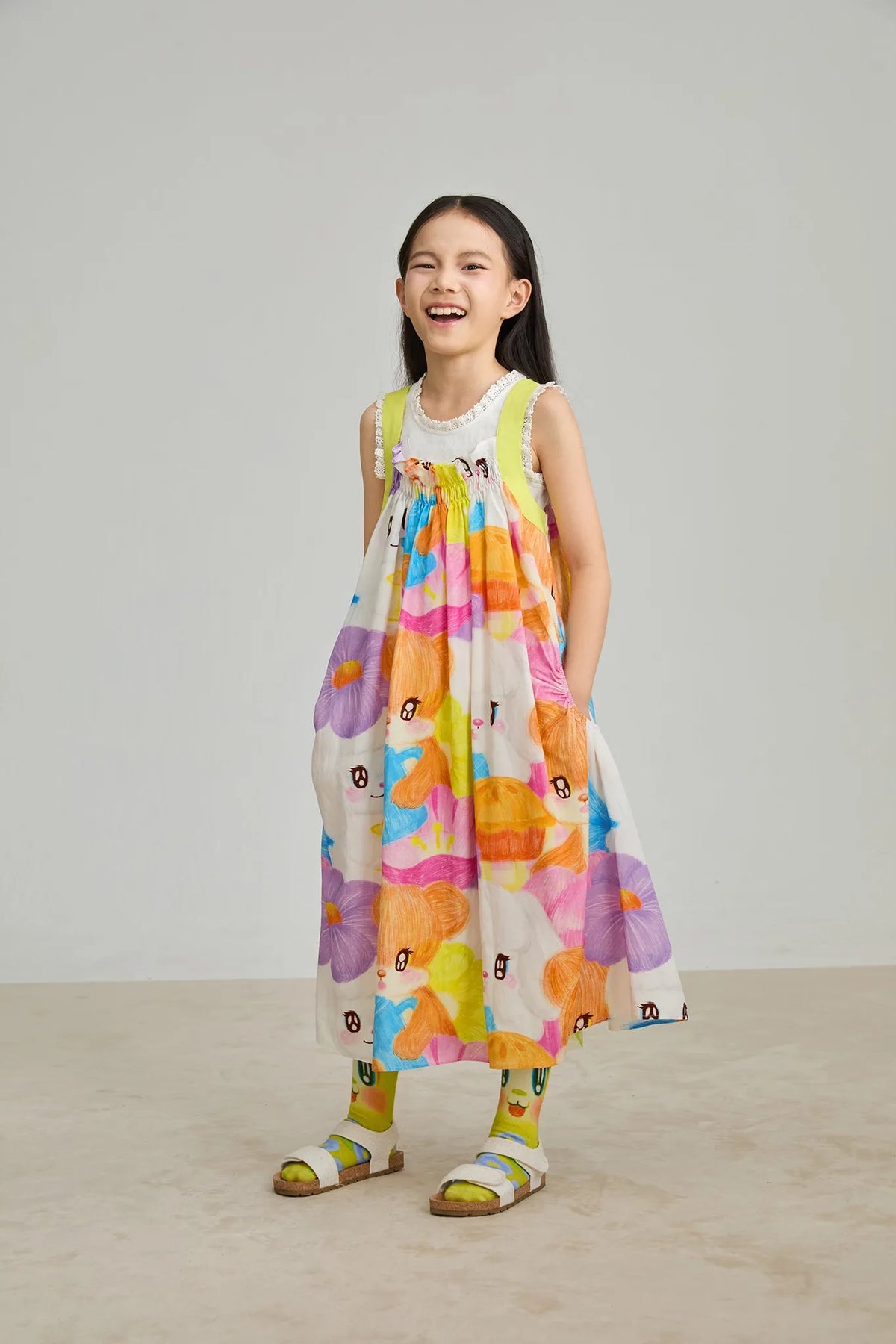 Poco Blush Animal Tea‑Party Smocked Maxi Dress