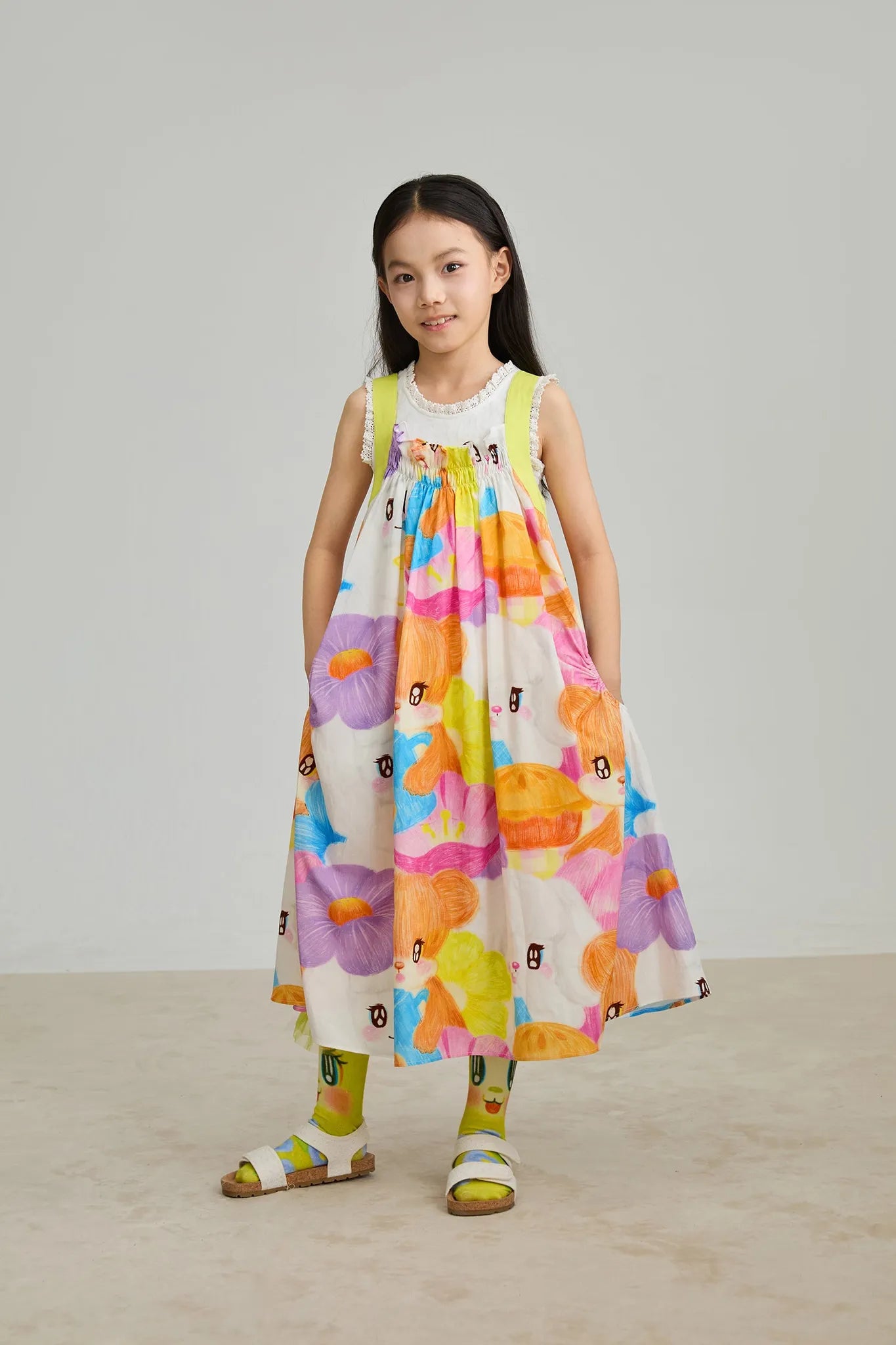 Poco Blush Animal Tea‑Party Smocked Maxi Dress