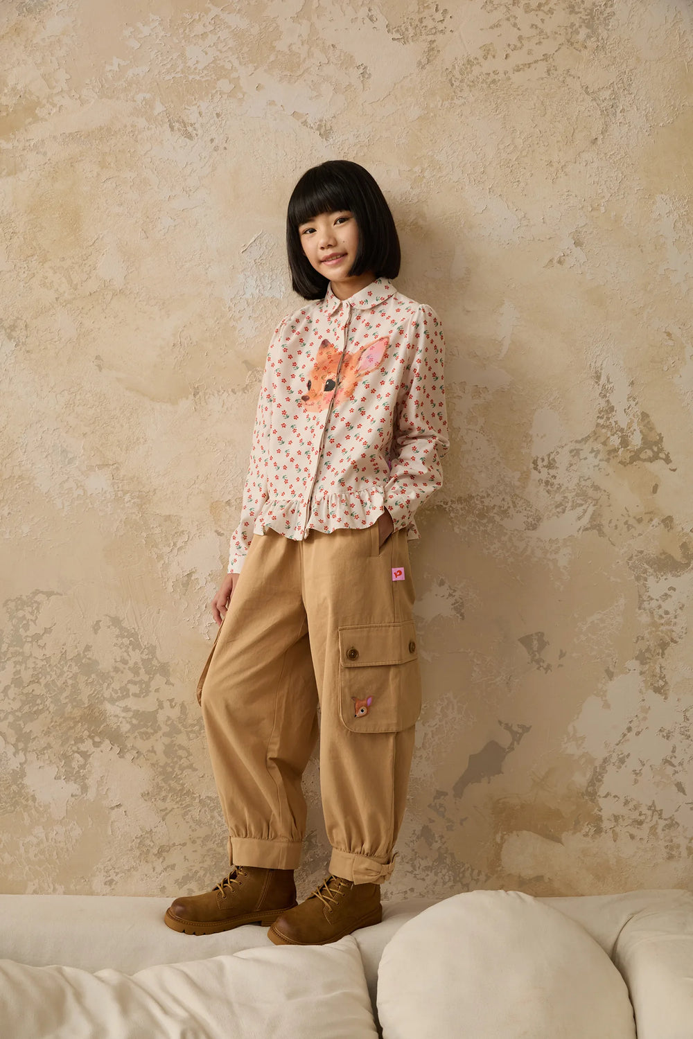 Washed bow cargo trousers