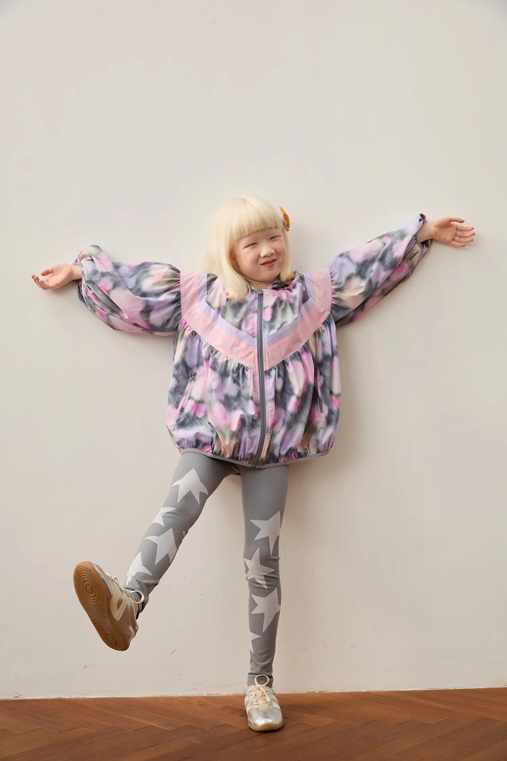 Ink-Wash Animals colour-block jacket