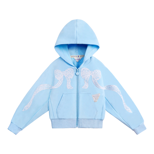 Poco Blush Ballerina Lace Bow Zip Hoodie Blue