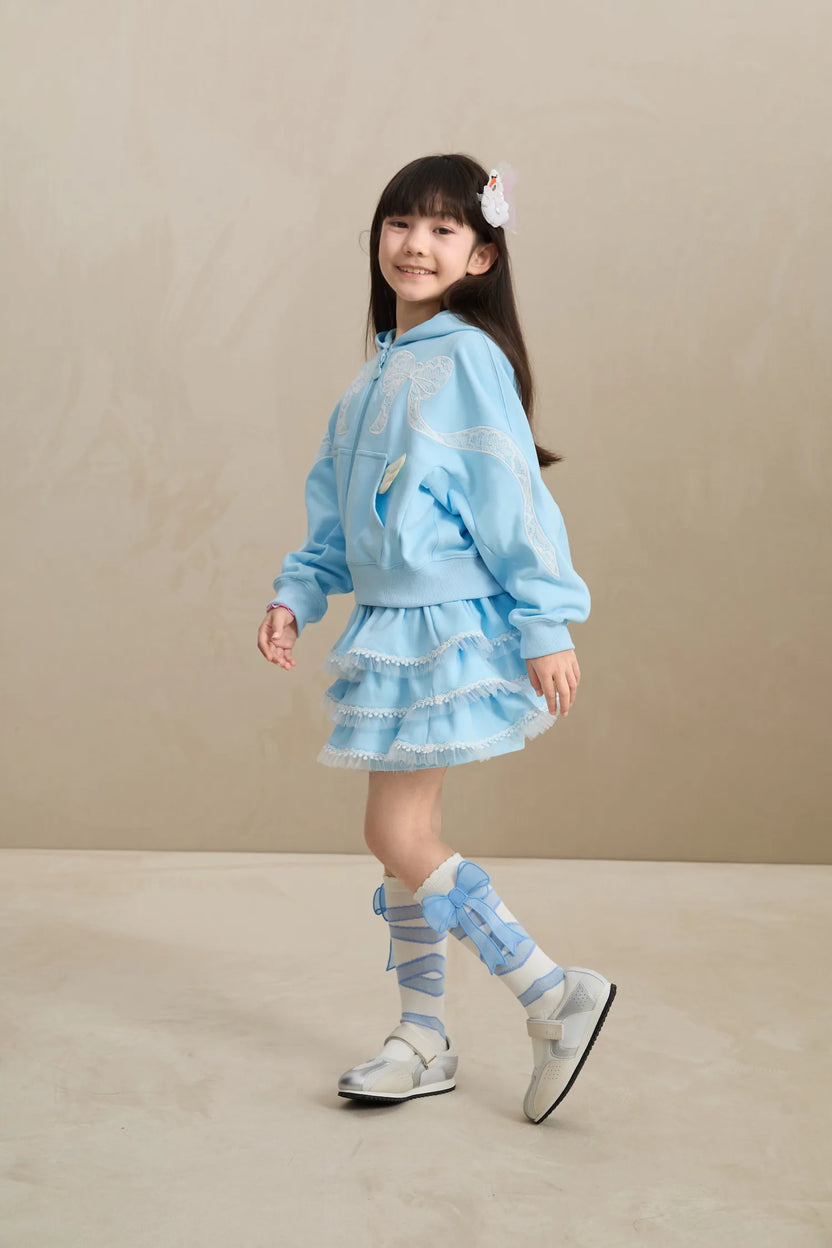 Ballerina Lace Bow Zip Hoodie by Poco Blush, image 7