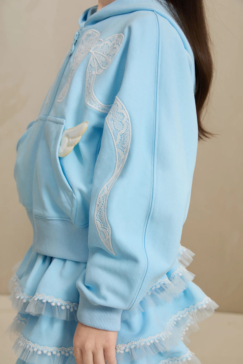 Ballerina Lace Bow Zip Hoodie by Poco Blush, image 17