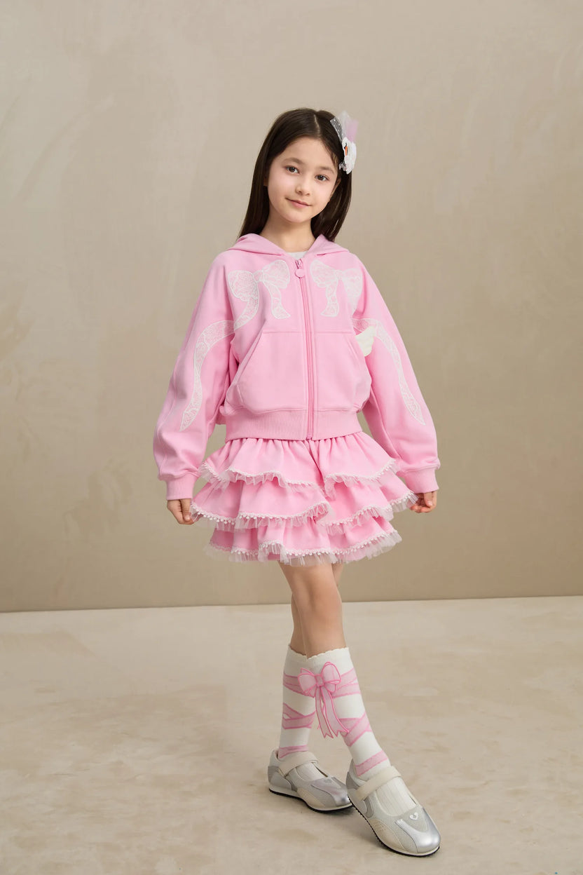 Ballerina Lace Bow Zip Hoodie by Poco Blush, image 6