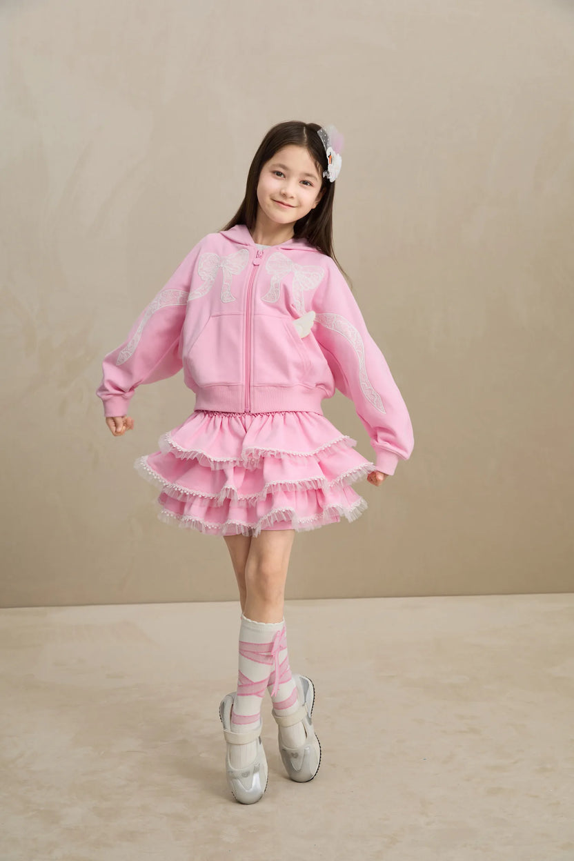 Ballerina Lace Bow Zip Hoodie by Poco Blush, image 8