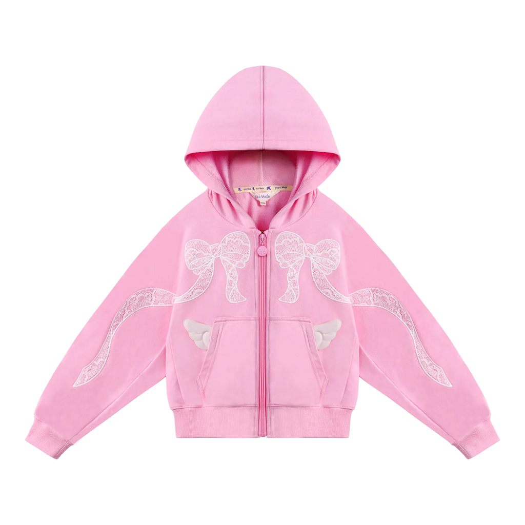 Ballerina Lace Bow Zip Hoodie by Poco Blush, image 2