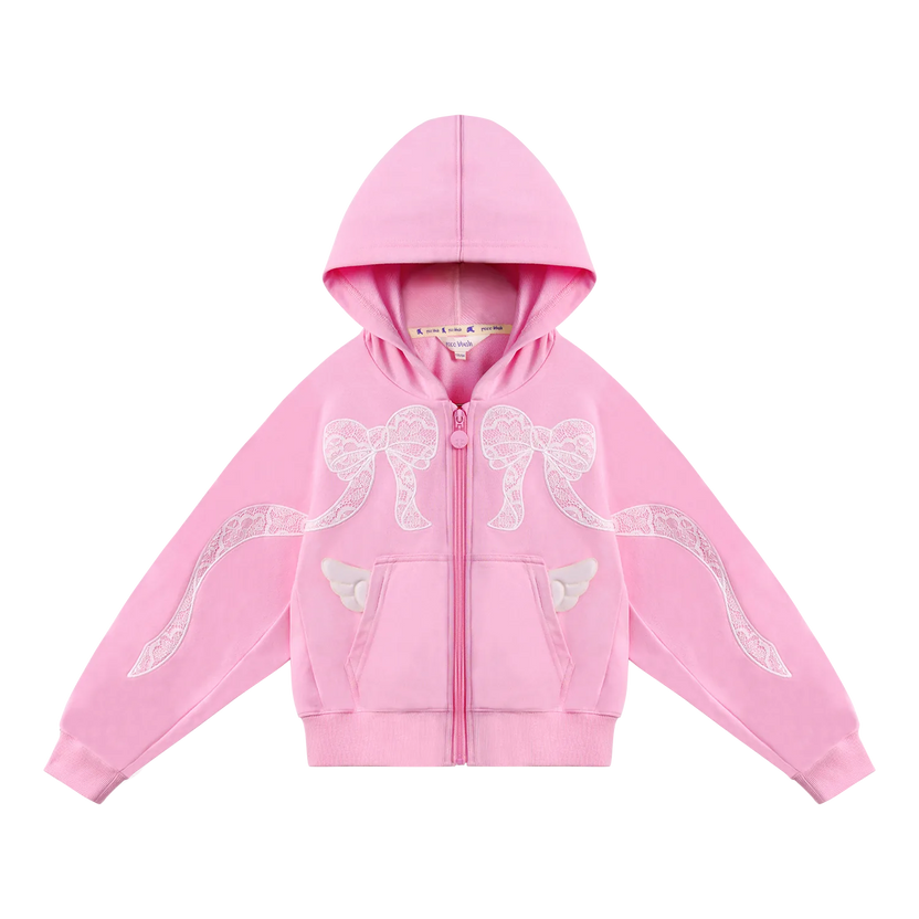Ballerina Lace Bow Zip Hoodie by Poco Blush, image 2