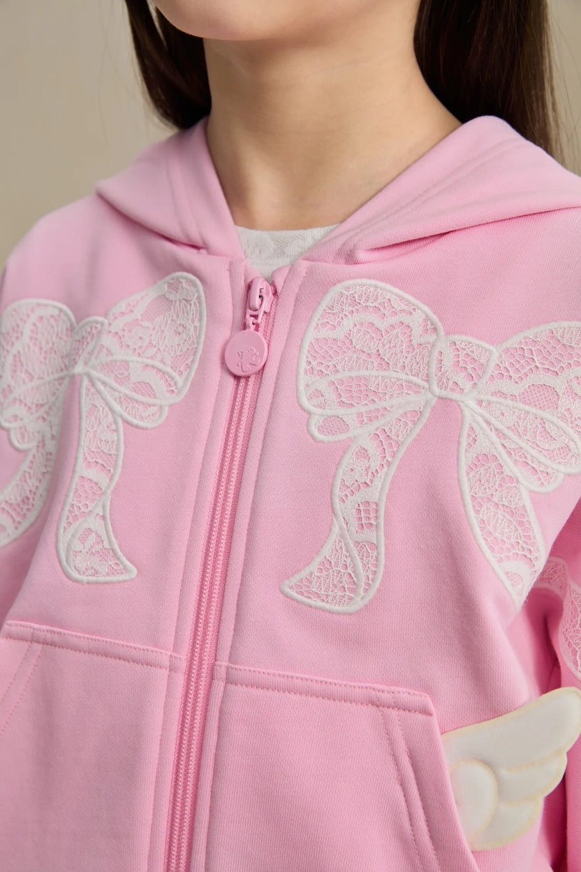 Ballerina Lace Bow Zip Hoodie by Poco Blush, image 18