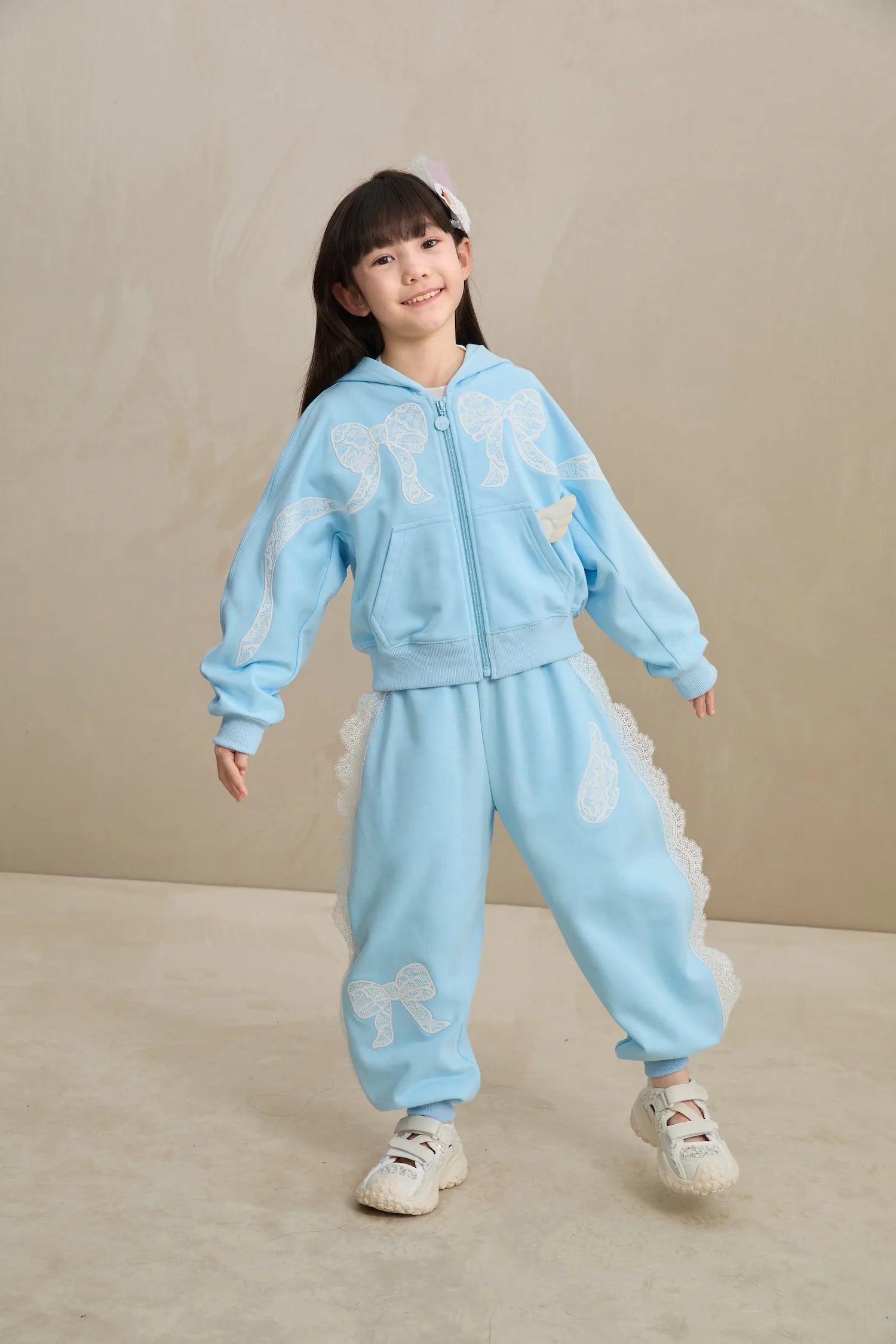 Poco Blush Ballerina Lace Bow Zip Hoodie