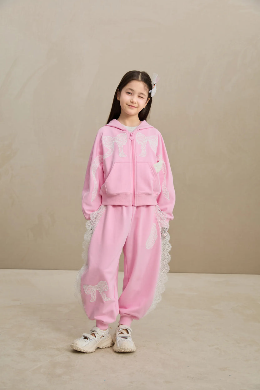 Ballerina Lace Bow Zip Hoodie by Poco Blush, image 12