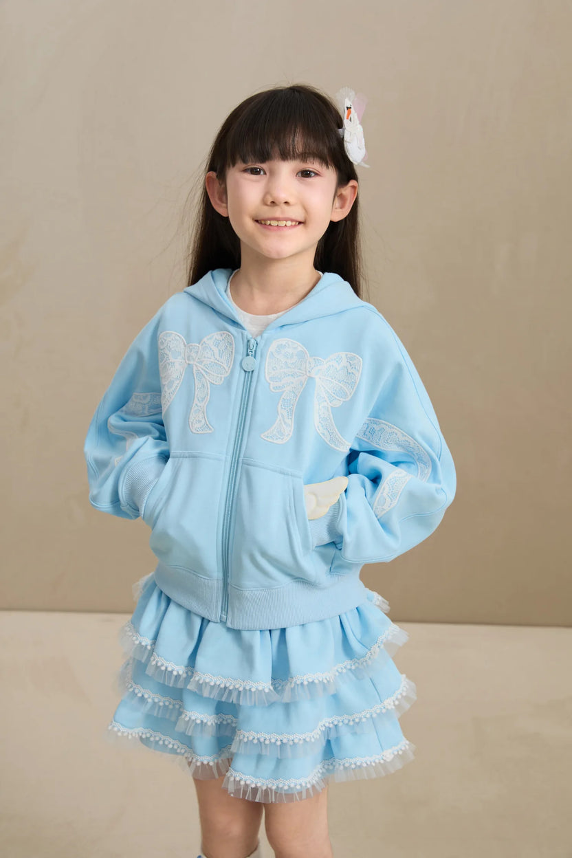 Ballerina Lace Bow Zip Hoodie by Poco Blush, image 3