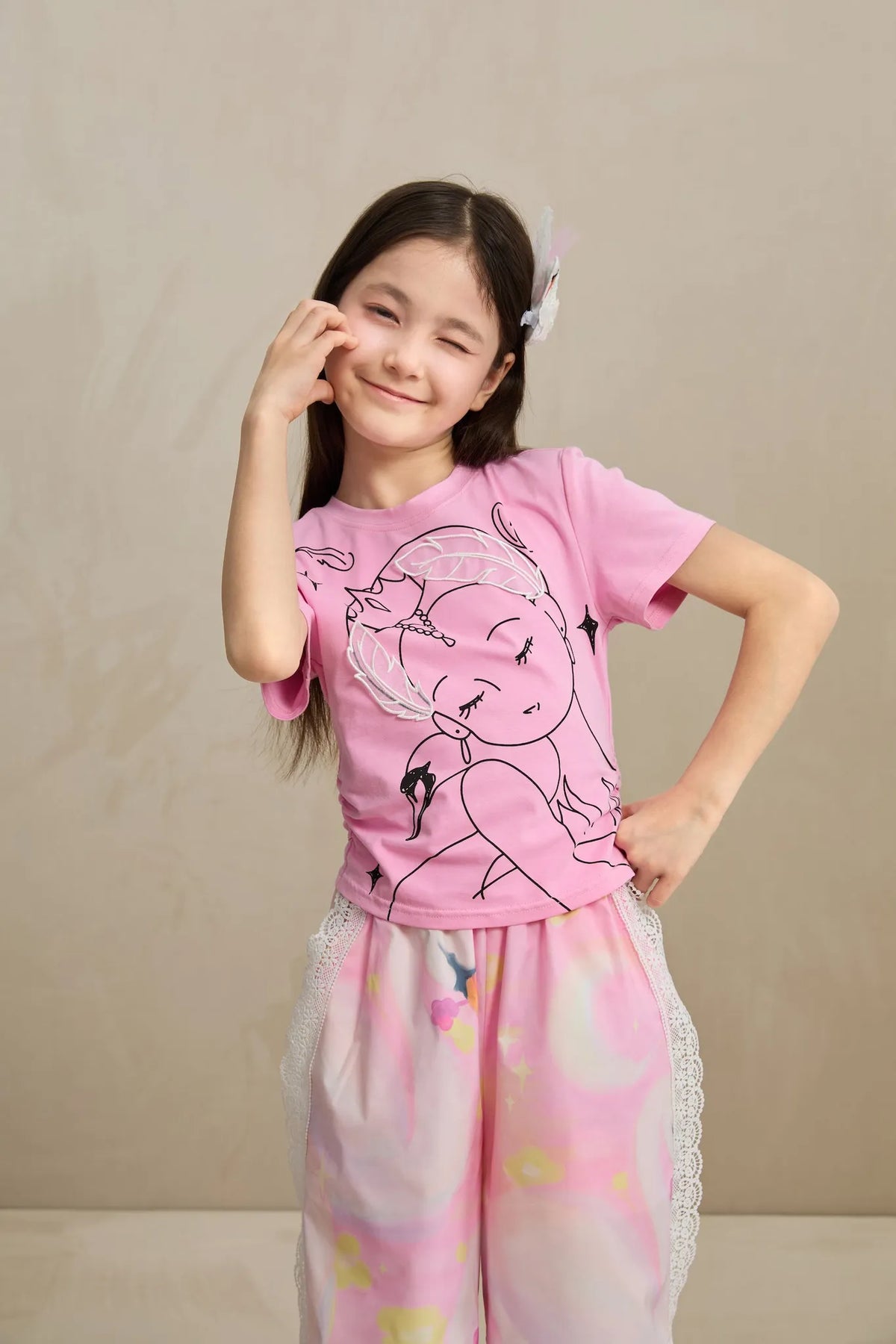 Poco Blush Fairy Ballerina Graphic Tee with 3D Lace