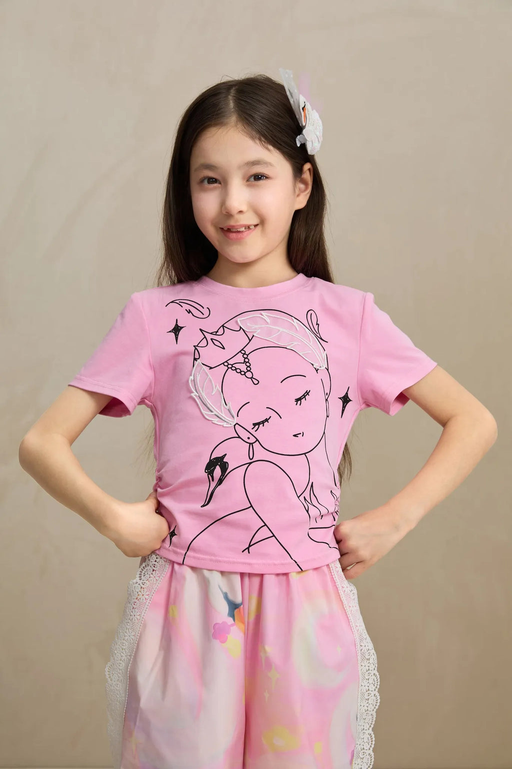 Poco Blush Fairy Ballerina Graphic Tee with 3D Lace