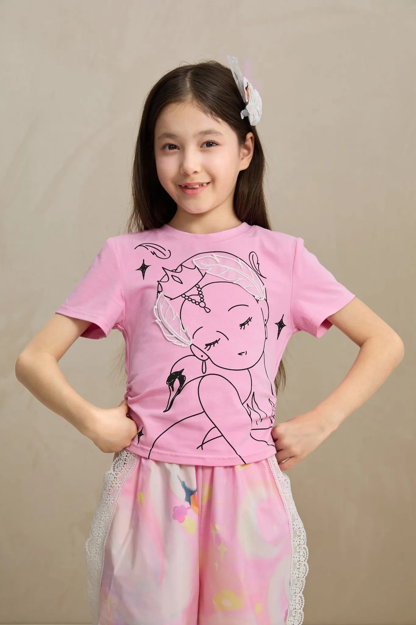 Poco Blush Fairy Ballerina Graphic Tee with 3D Lace
