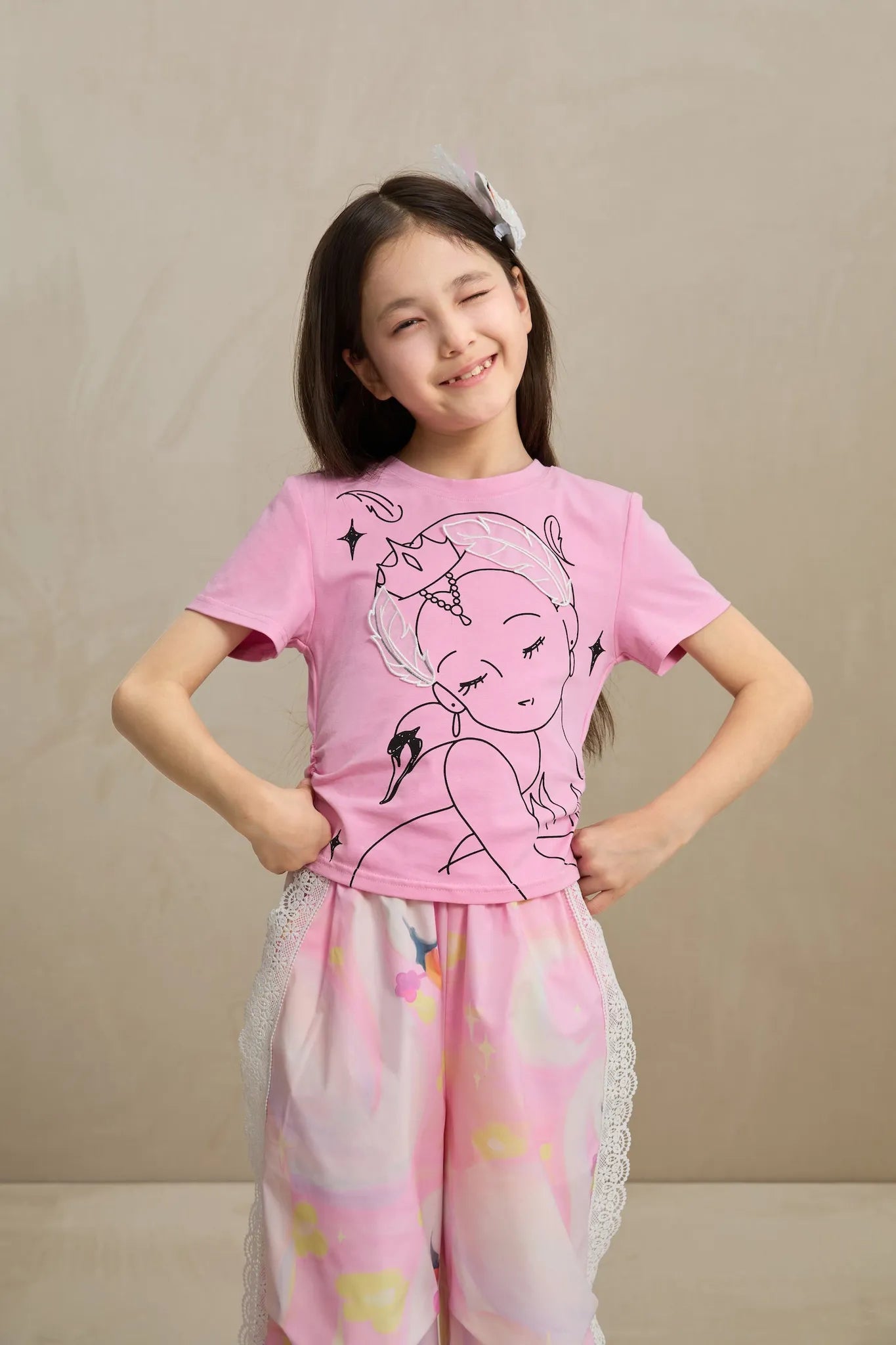 Poco Blush Fairy Ballerina Graphic Tee with 3D Lace