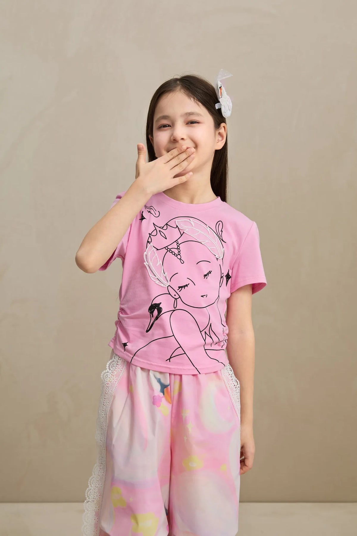 Poco Blush Fairy Ballerina Graphic Tee with 3D Lace