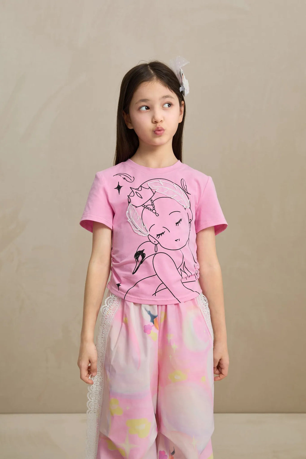Poco Blush Fairy Ballerina Graphic Tee with 3D Lace