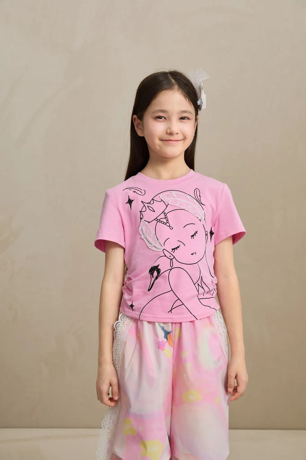 Poco Blush Fairy Ballerina Graphic Tee with 3D Lace
