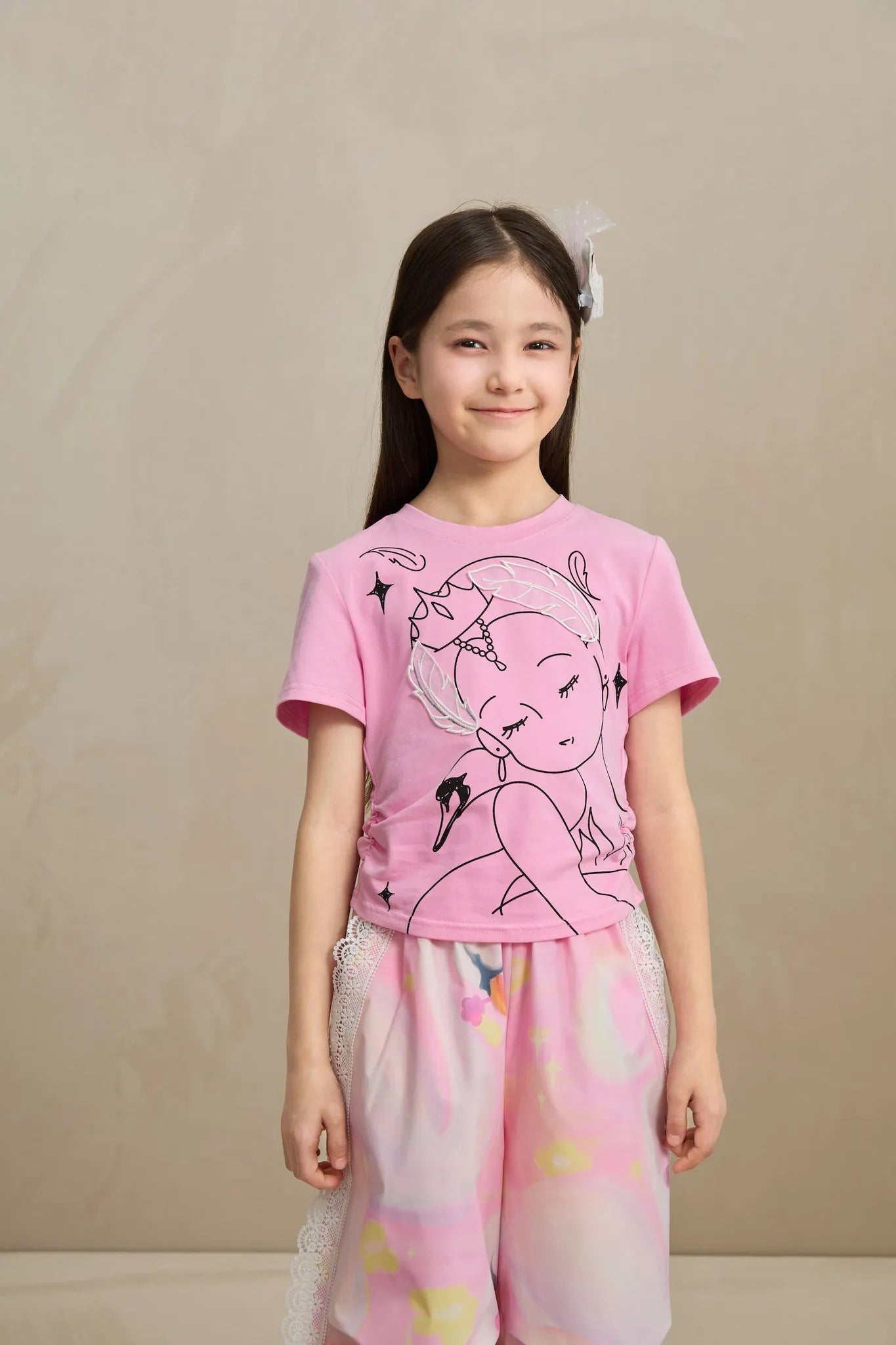 Poco Blush Fairy Ballerina Graphic Tee with 3D Lace