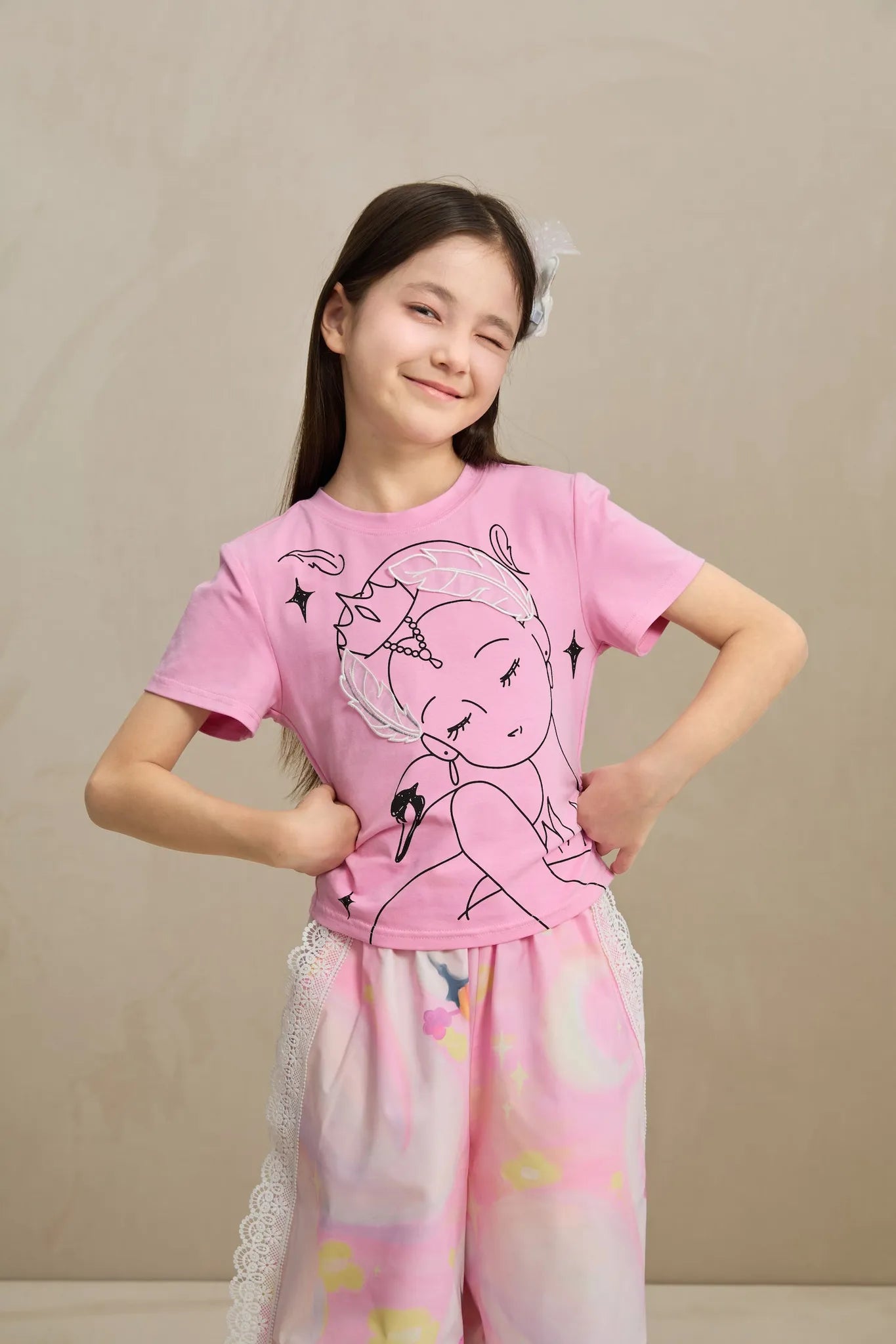 Poco Blush Fairy Ballerina Graphic Tee with 3D Lace