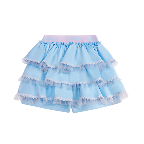 Poco Blush Ballet Tulle Skort with Lace Hem Blue