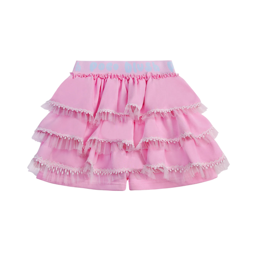 Poco Blush Ballet Tulle Skort with Lace Hem Pink