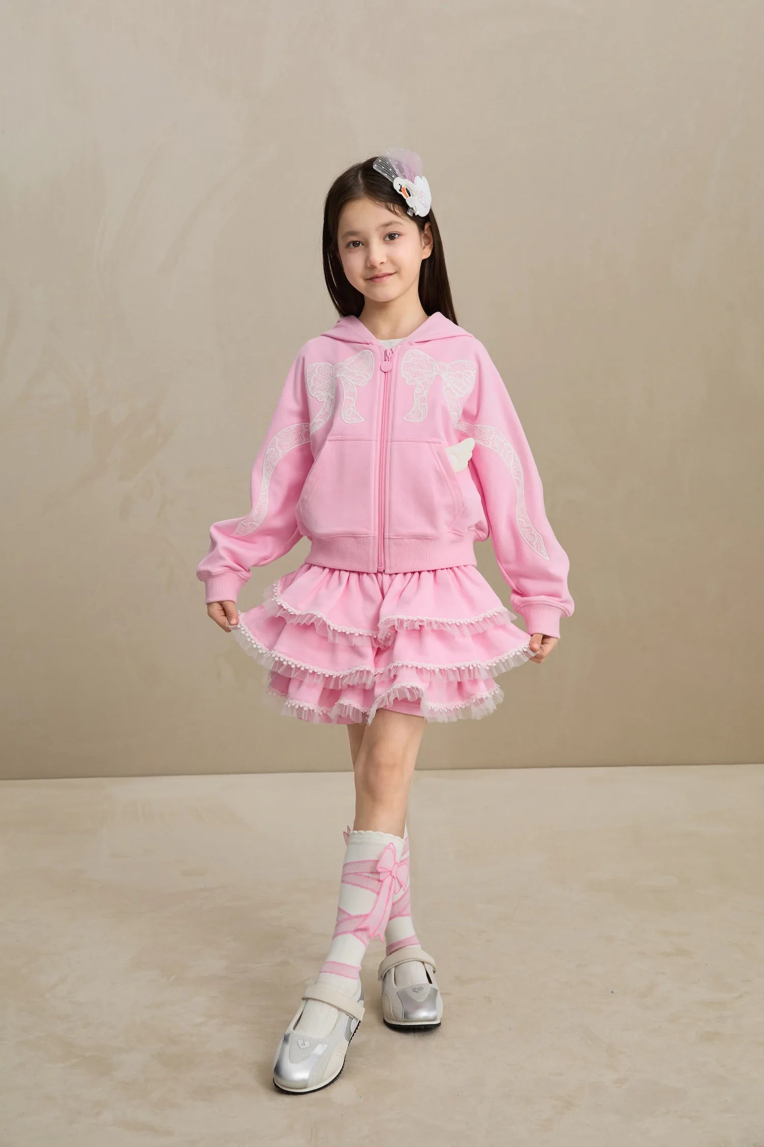 Poco Blush Ballet Tulle Skort with Lace Hem