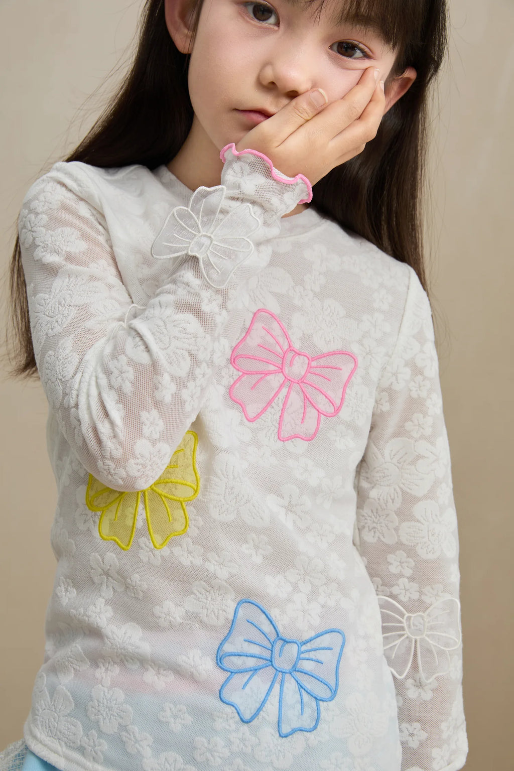 Poco Blush Butterfly Lace Mesh Layering Top