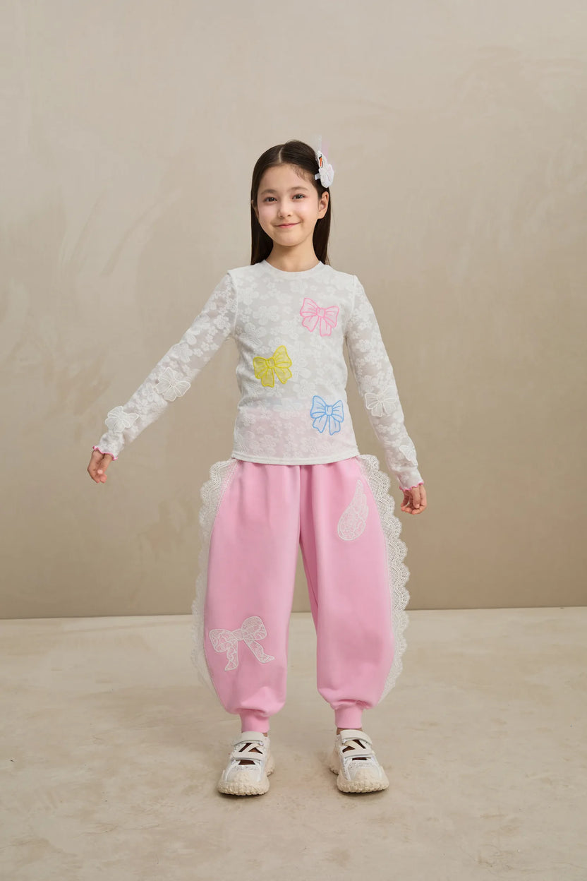 Poco Blush Butterfly Lace Mesh Layering Top