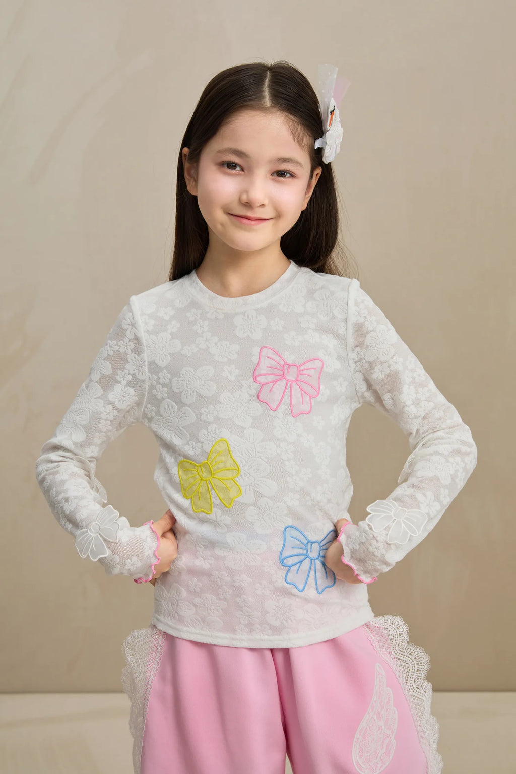 Poco Blush Butterfly Lace Mesh Layering Top