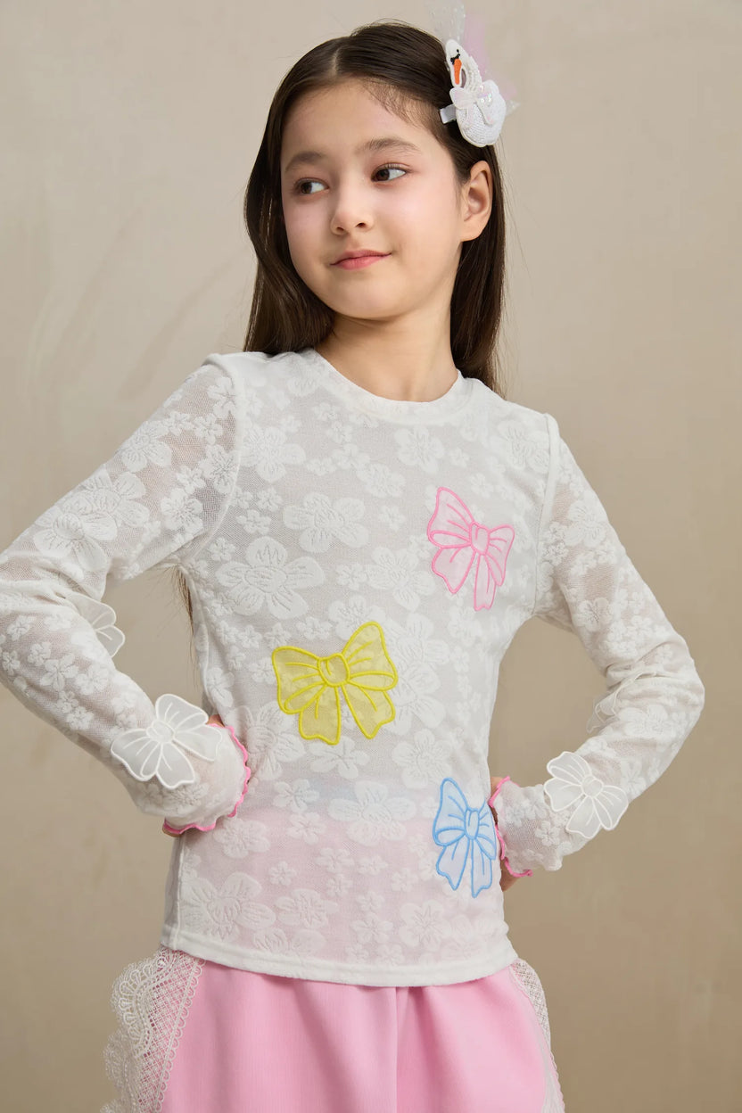 Poco Blush Butterfly Lace Mesh Layering Top