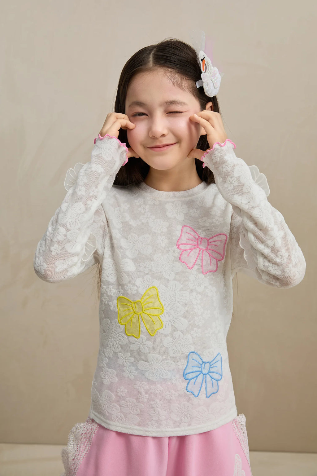 Poco Blush Butterfly Lace Mesh Layering Top