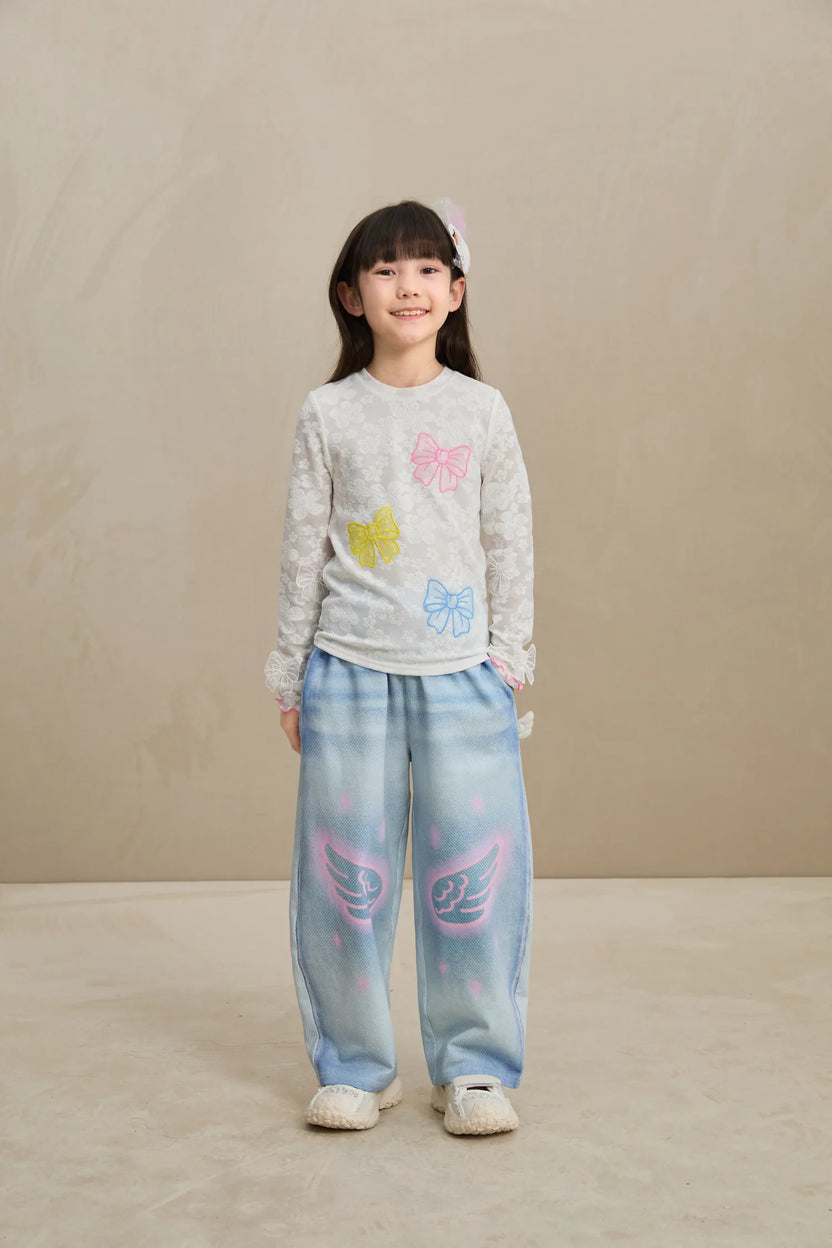 Poco Blush Butterfly Lace Mesh Layering Top