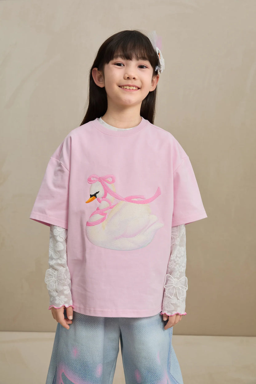 Poco Blush Butterfly Lace Mesh Layering Top