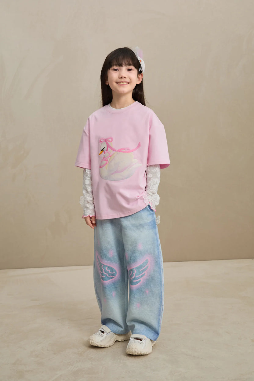 Poco Blush Butterfly Lace Mesh Layering Top