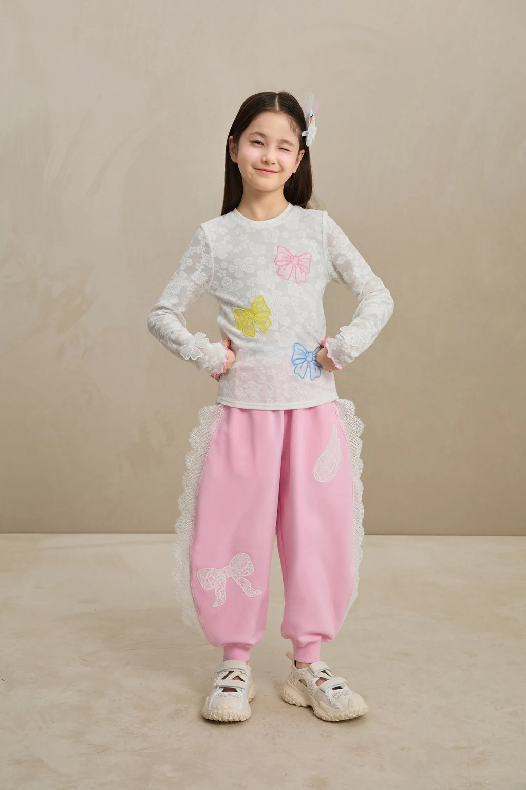 Poco Blush Butterfly Lace Mesh Layering Top