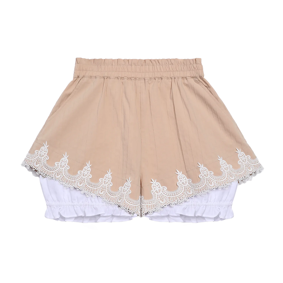 Poco Blush Cotton Bloom Shorts with Lace Hem
