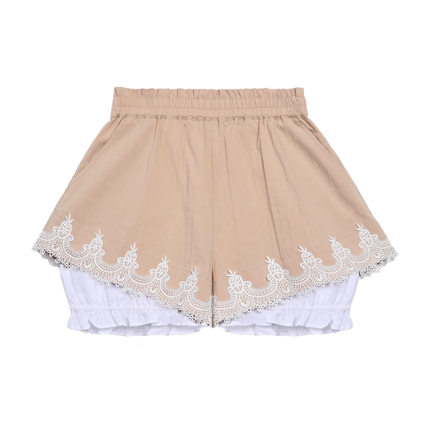 Cotton Bloom Shorts with Lace Hem by Poco Blush
