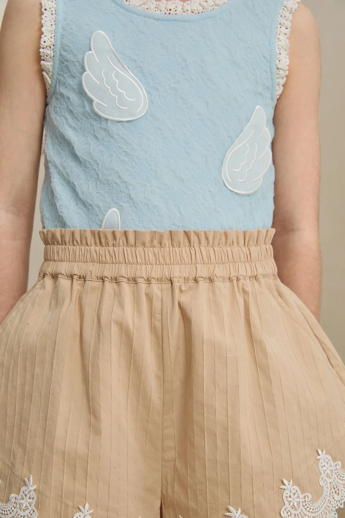 Poco Blush Cotton Bloom Shorts with Lace Hem