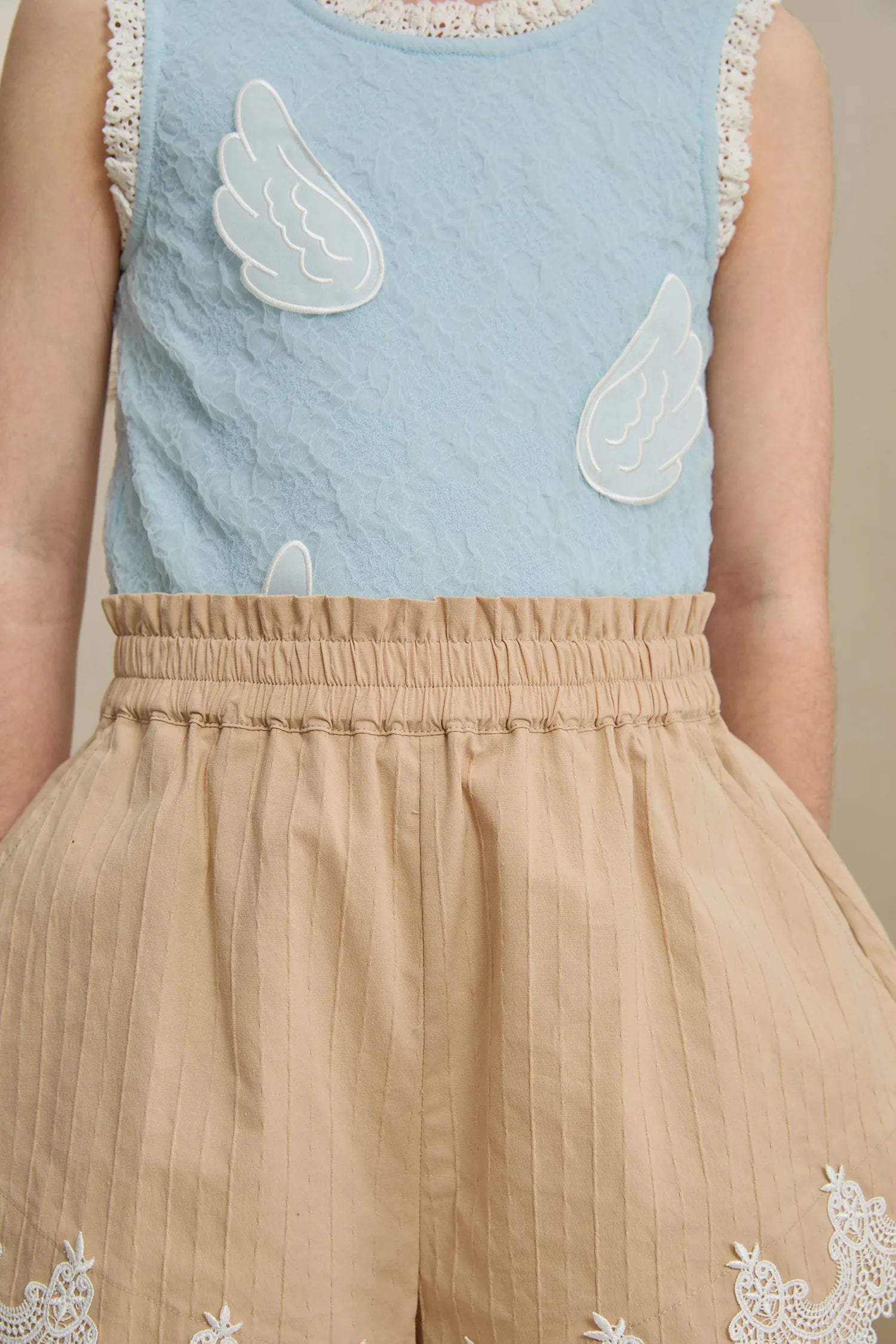 Poco Blush Cotton Bloom Shorts with Lace Hem