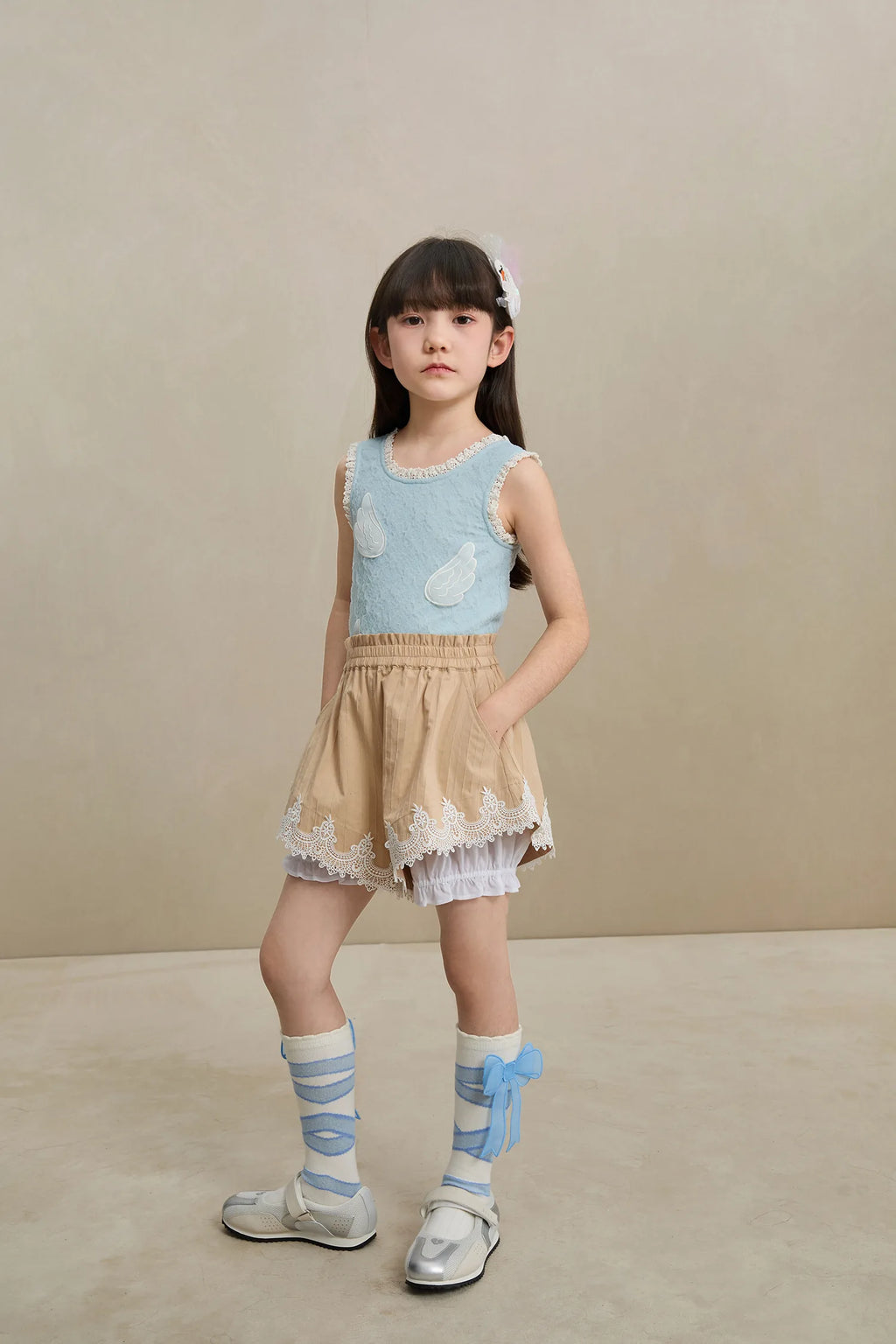 Poco Blush Cotton Bloom Shorts with Lace Hem