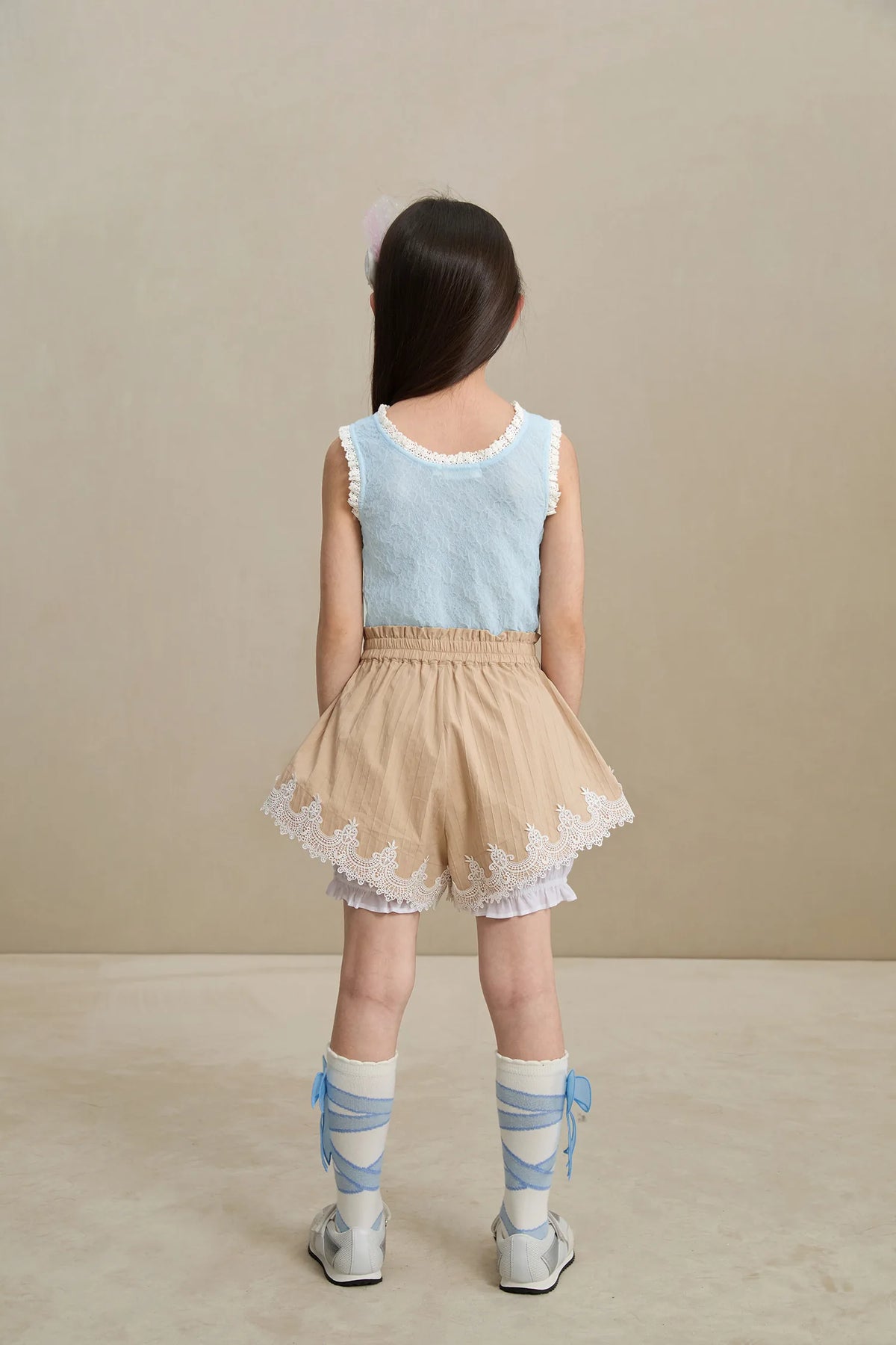 Poco Blush Cotton Bloom Shorts with Lace Hem