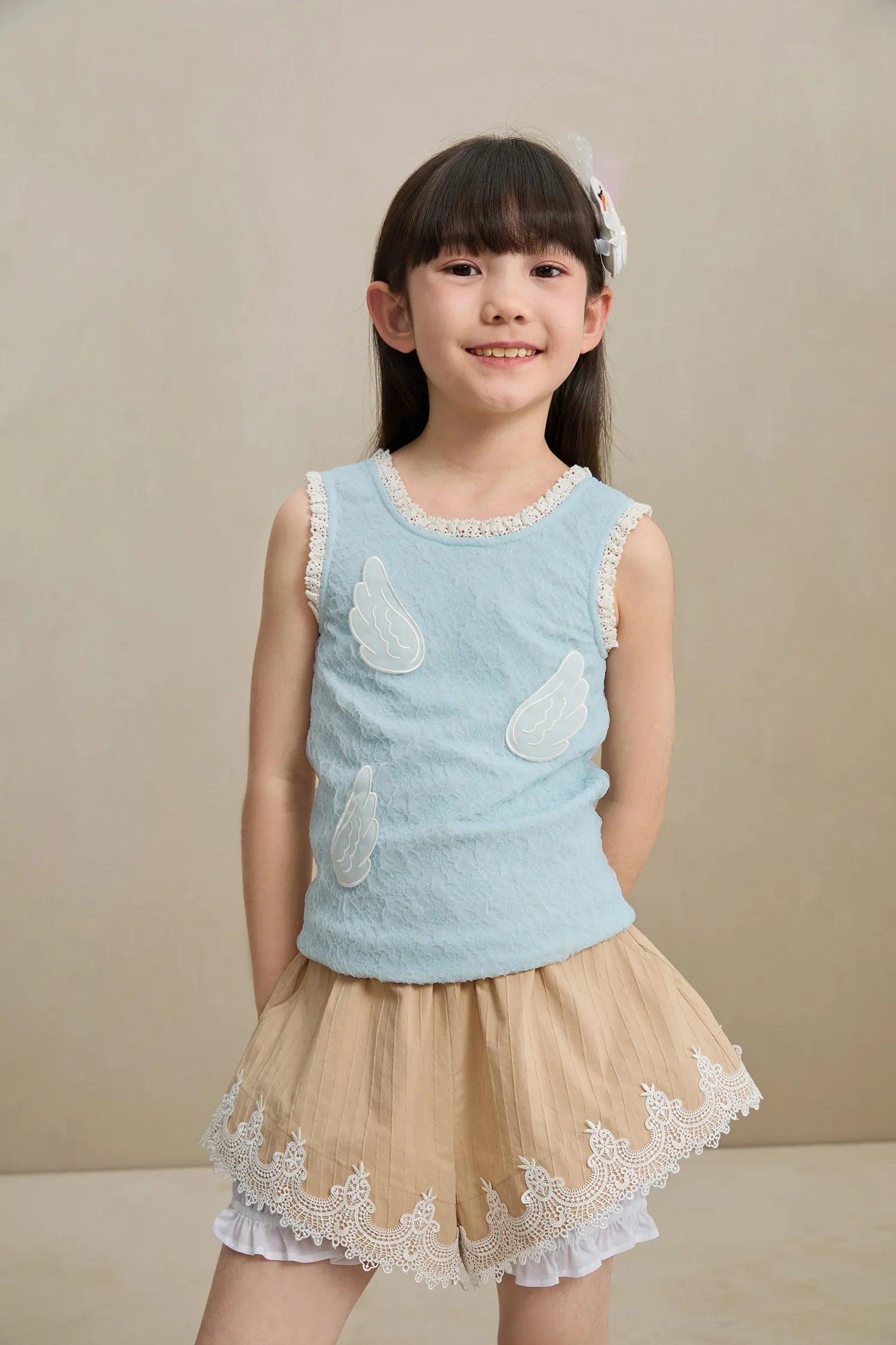 Poco Blush Cotton Bloom Shorts with Lace Hem