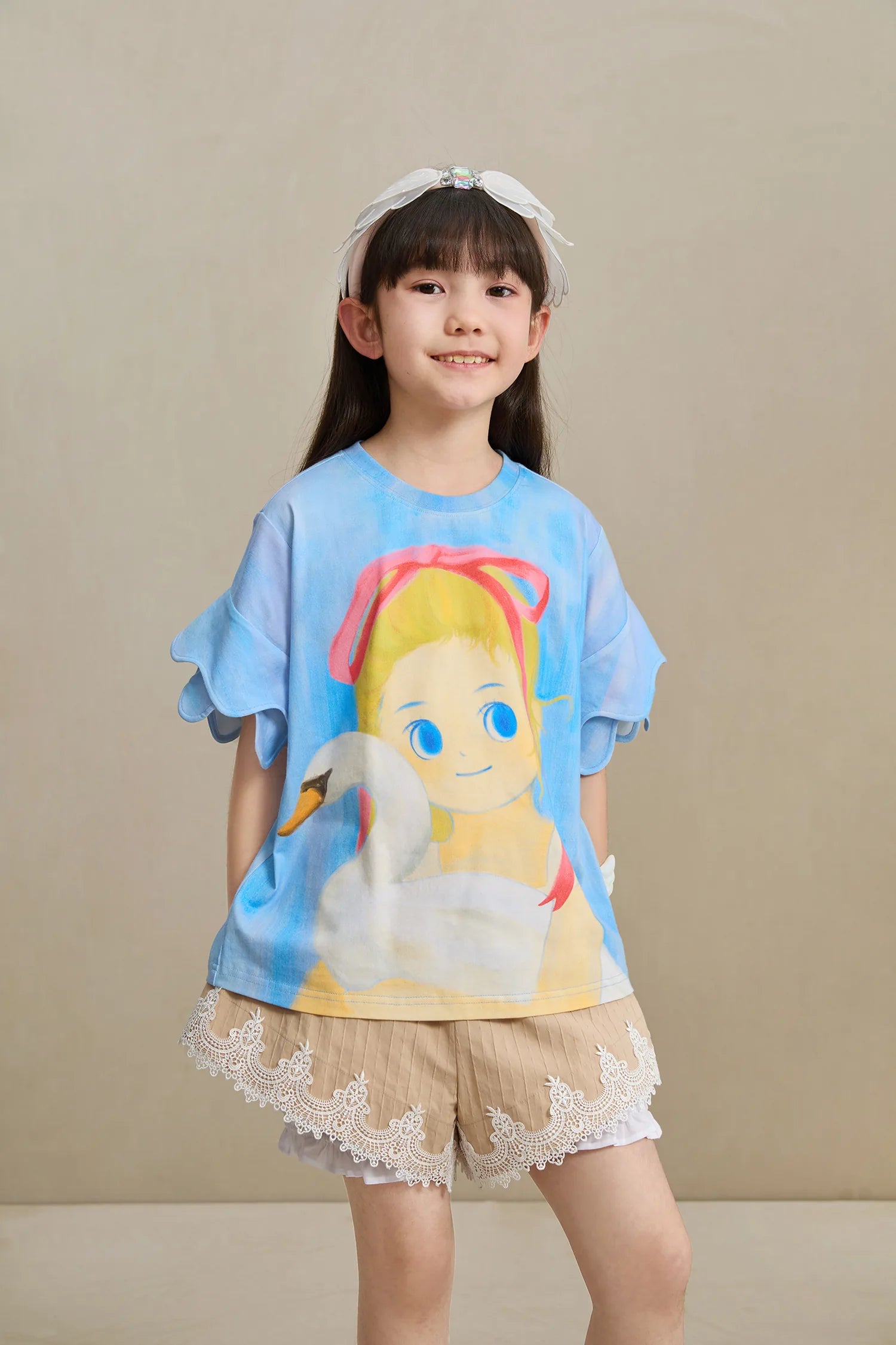 Poco Blush Cotton Bloom Shorts with Lace Hem