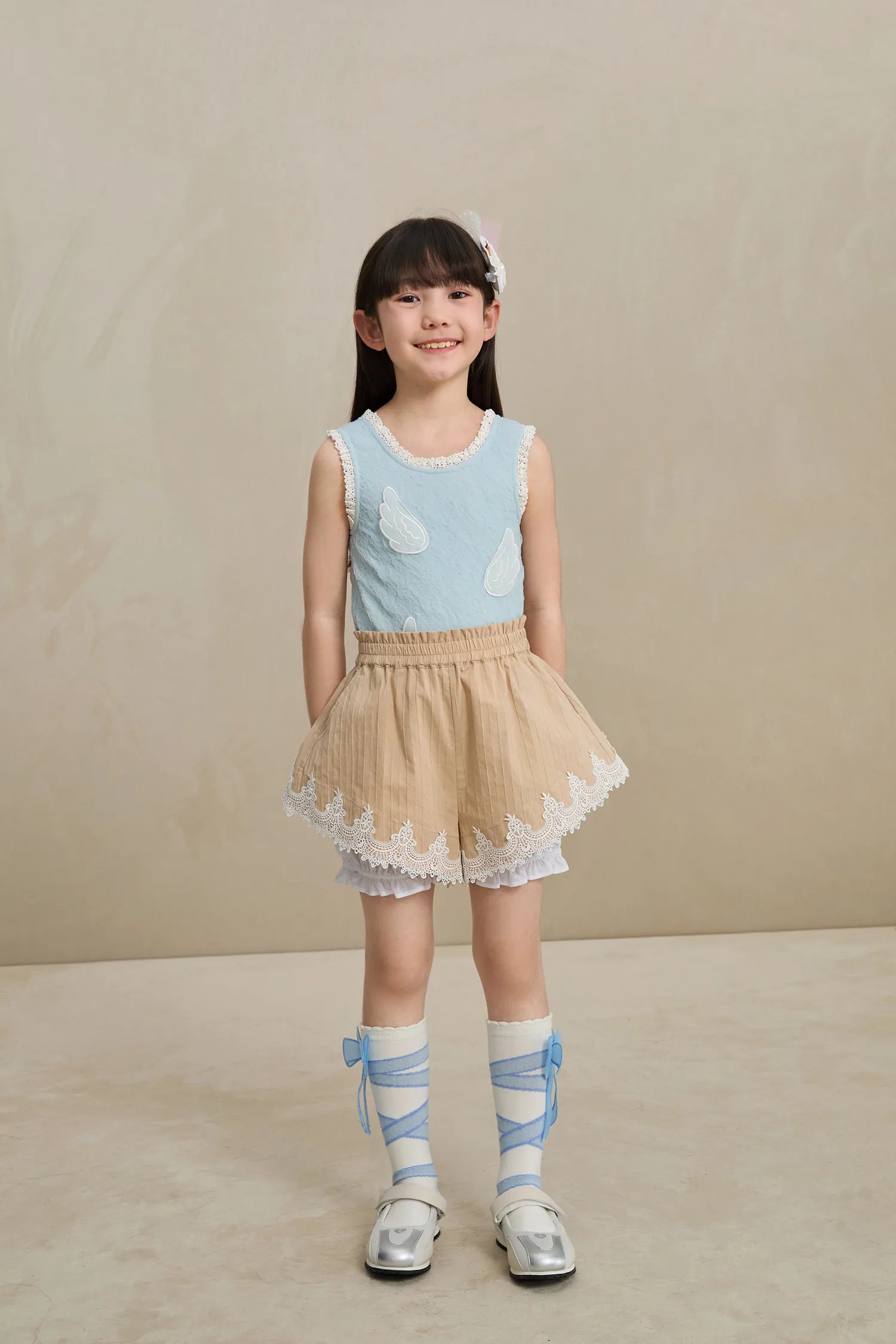 Poco Blush Cotton Bloom Shorts with Lace Hem