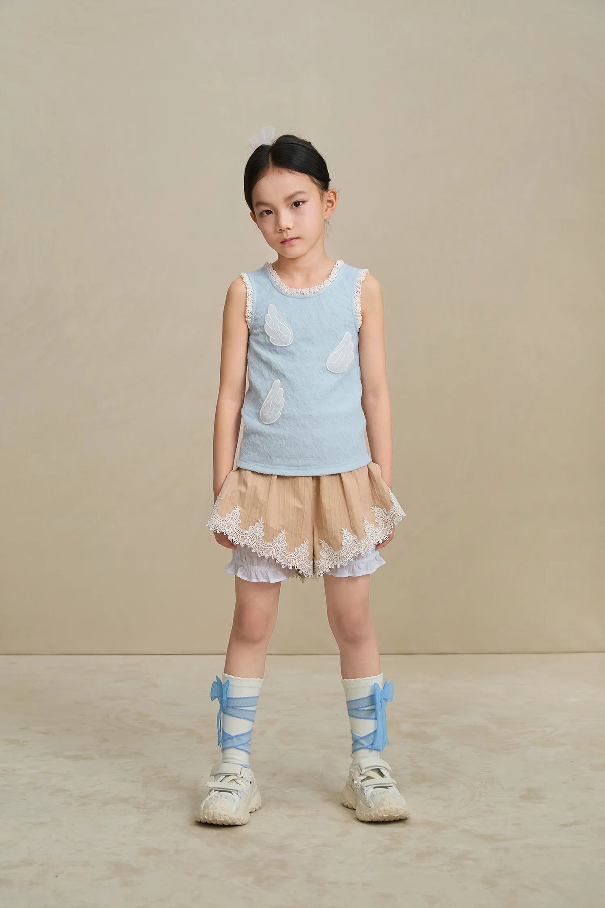 Poco Blush Cotton Bloom Shorts with Lace Hem